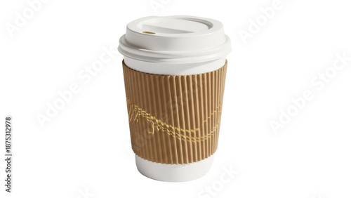 Wallpaper Mural Coffee cup with music notes isolated PNG, disposable paper cup with lid and cardboard sleeve for hot beverage on transparent background Torontodigital.ca