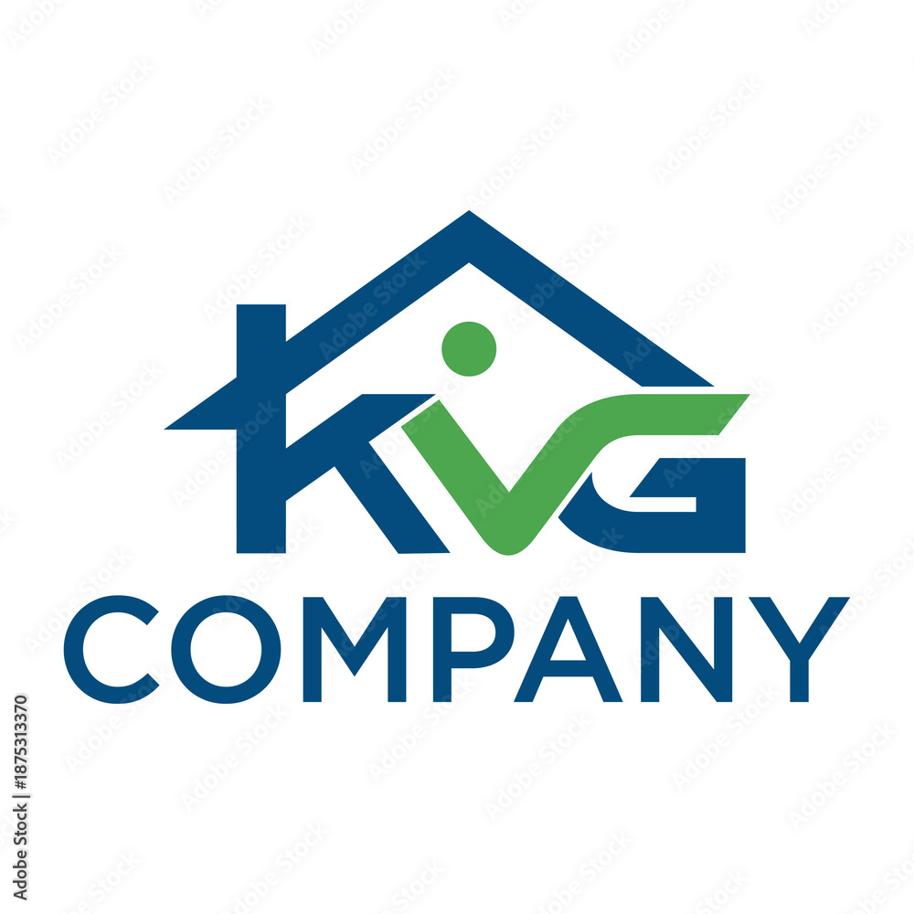 Fototapeta premium KVG Company Modern Blue and Green Abstract House Logo for Real Estate and Construction