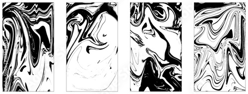 Set Ink texture of 16 watercolor hand drawn artistic marbling invitation, traditional Turkish ebru illustration. Vector collection.