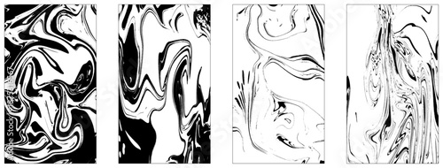 Set of white and black marble texture vector background.  Vector collection.