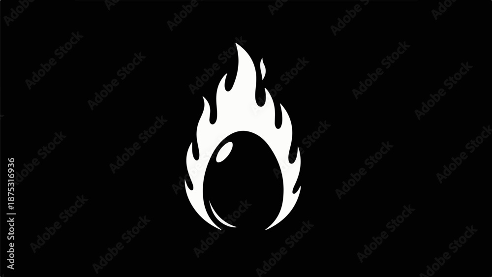 Obraz premium Abstract white flame icon over black background