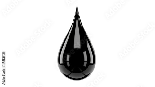 Tableau sur toile Glossy black oil drop PNG isolated on transparent background, shiny liquid dropl