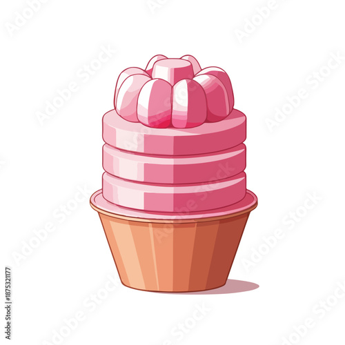 Pink Chinese Steamed Sponge Cake Fa Gao Vector