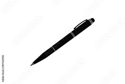 Black pen icon writing tool silhouette vector