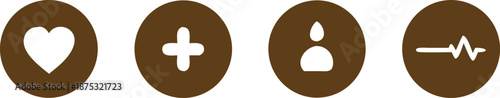 brown icons of heart plus person and ecg on white background high quality professional detailed modern elegant stylish clean crisp