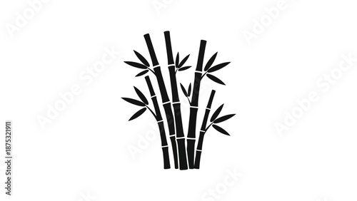 Minimalist bamboo plant illustration on a white background for graphic design projects.