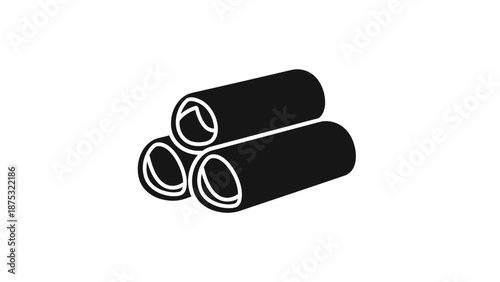 Minimalist vector illustration of three rolled towels stacked on each other.