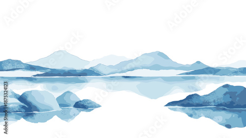 Blue Lagoon. Blue Lagoon watercolor vector illustration
