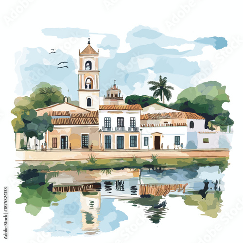 Aregua. Aregua hand drawn watercolor illustration