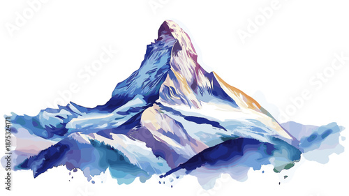 Matterhorn. Matterhorn watercolor vector illustration