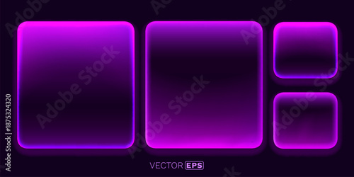 Vibrant purple neon frames with rounded corners.