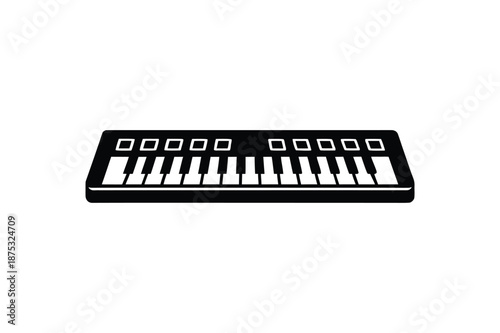 Digital music keyboard instrument icon minimal style vector illustration