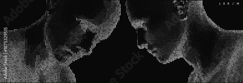 A face appearing through a cascaded binary code matrix. The concept of human communication in the virtual world. Digital education. 3D vector illustration for brochure, poster, presentation or banner.