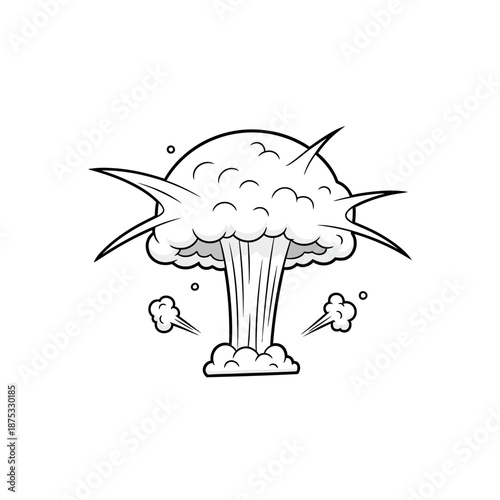 Comic Style Explosion Cloud Icon, Nuclear Blast Outline