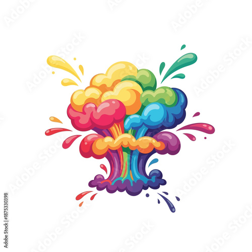 Vibrant Rainbow Explosion of Color and Splashes