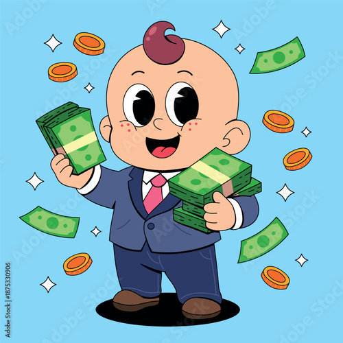 Happy Baby Millionaire in Business Suit