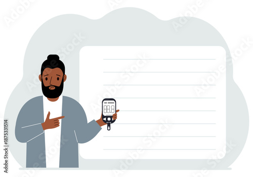 Man holds a glucometer in his hand. The concept of blood sugar control, diabetic.