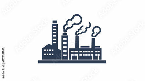 Industrial Factory with Smokestacks and Pollution.