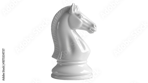 Fotografi Elegant white knight chess piece isolated PNG on transparent background, strateg
