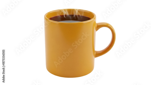 Cuadro en lienzo Steaming yellow coffee mug isolated PNG, hot beverage in a cup on transparent ba