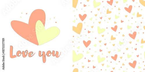 A minimalist poster and pattern in a flat doodle style. Templates for postcards, flyers, packaging, fabric, websites, newsletters, and social media posts.