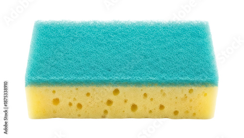 Vászonkép Two-sided cleaning sponge isolated PNG, blue and yellow dishwashing tool for hou