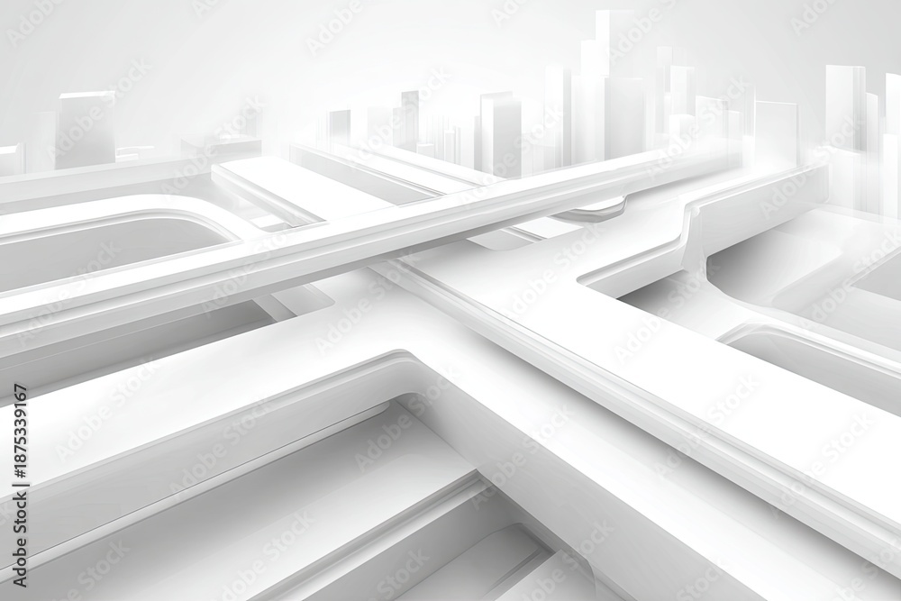 Obraz premium Abstract White City Intersection