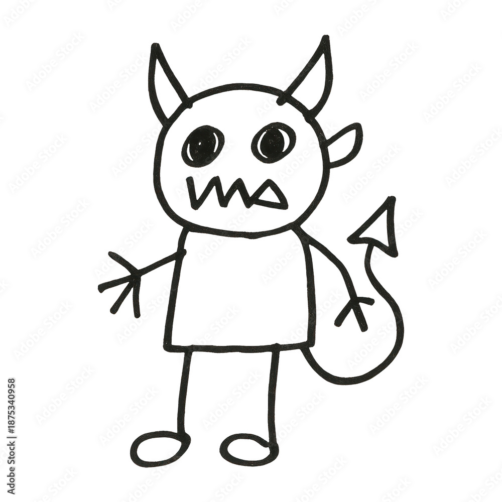 Fototapeta premium PNG Childlike monster doodle illustration.