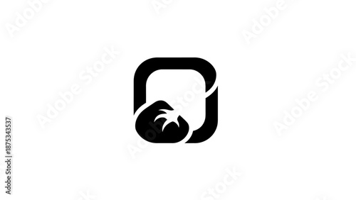 Stylized dumpling icon with square frame, food concept.