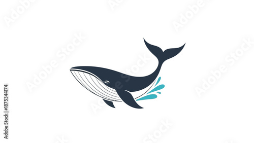 Majestic Whale Illustration Swimming Freely in the Ocean Waters.