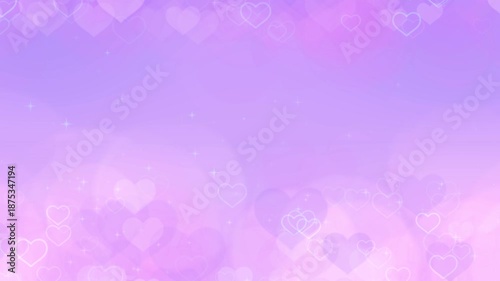 パステルパープルのハートがゆっくり上昇するループ背景動画 / Pastel Purple Hearts Floating Up Slowly Loop Background