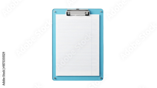 Tableau sur toile Light blue clipboard with lined paper isolated PNG, office supply for taking not