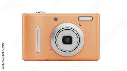 Canvastavla Peach-colored digital camera PNG isolated on transparent background, compact pho