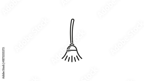 Minimalist Broom Illustration on White Background for Cleaning Concepts.