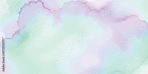Ethereal vector background in pastel mint and lilac watercolor wash texture
