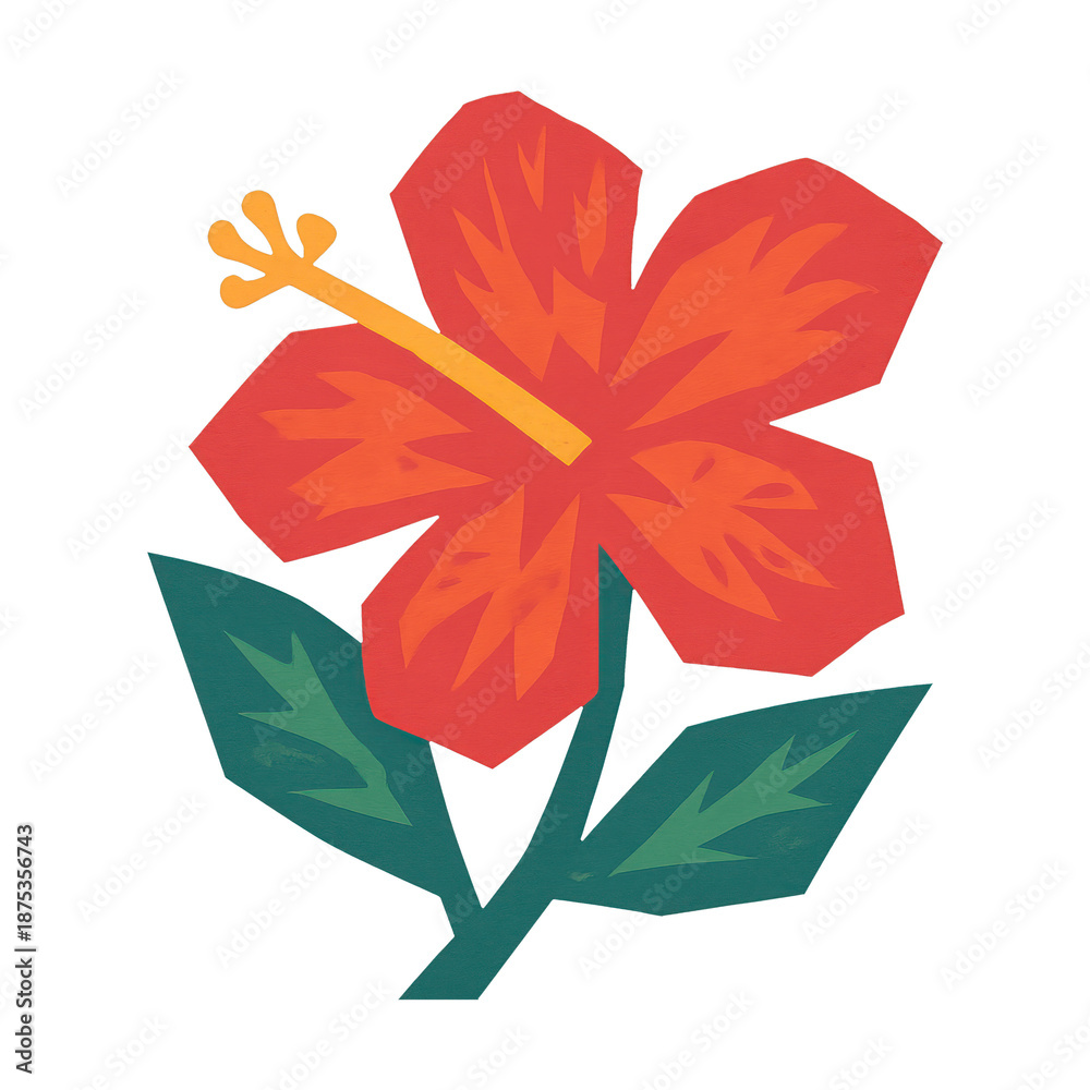 Fototapeta premium PNG Vibrant tropical hibiscus illustration