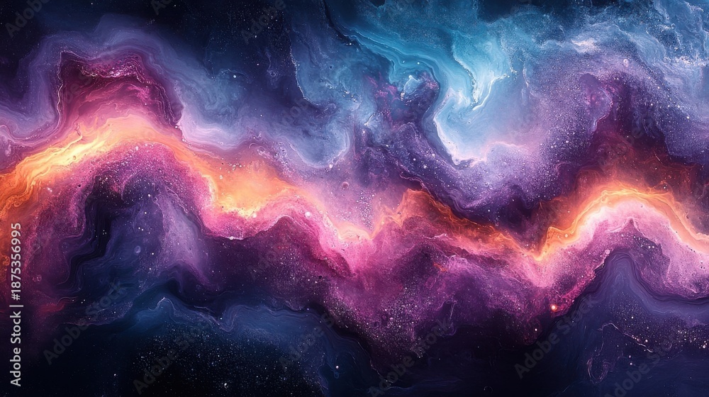 Fototapeta premium Vibrant Nebula with Swirling Colors and Sparkling Stars in Deep Space