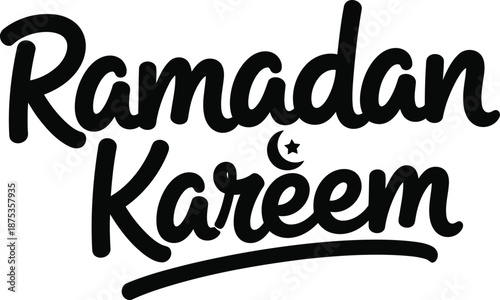Ramadan Kareem vector calligraphy black and white festive greeting typography design