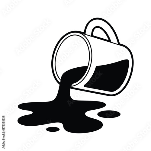 a black liquid pouring out of a bucket