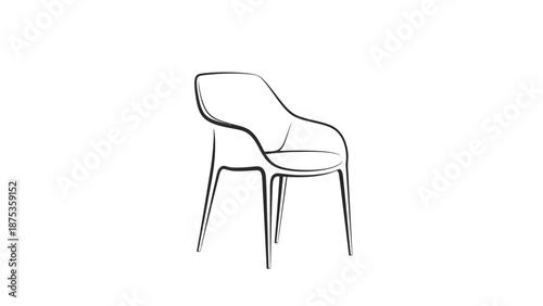 Minimalist Chair Illustration on White Background.
