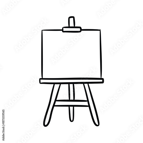 a simple line drawing of an empty canvas on an easel