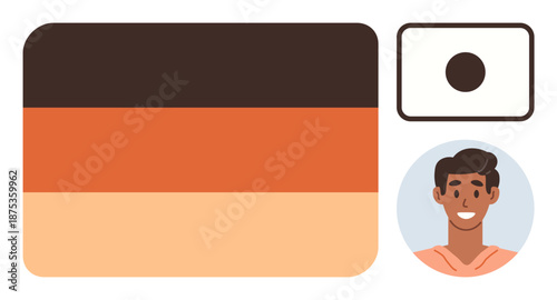 Identity verification, user profiles, identification systems, online registrations, personal data, authentication. A color palette, smiling avatar and simple ID card design. Identity verification