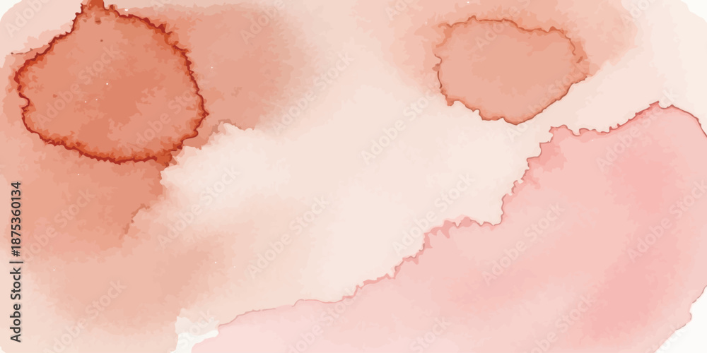 Fototapeta premium Abstract Watercolor Background Vector Soft Pink and Terracotta Wash Texture Artistic Paint Splatter