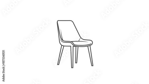 Minimalist Chair Line Art on White Background.