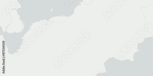 Minimalist Abstract Map Vector Background in Pale Gray and White Tones with Coastline Shapes