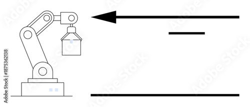 Automation concept. Robotic arm industrial technology and task efficiency. Automation driving productivity and precision in manufacturing processes. For robotics, AI, engineering, innovation