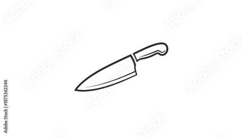 Illustration of a sharp chefs knife on a white background.
