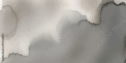 Muted Gray Watercolor Background Vector Abstract Wet Wash Texture Paper Effect
