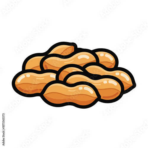 A handful of peanuts is illustrated in a simple graphic style