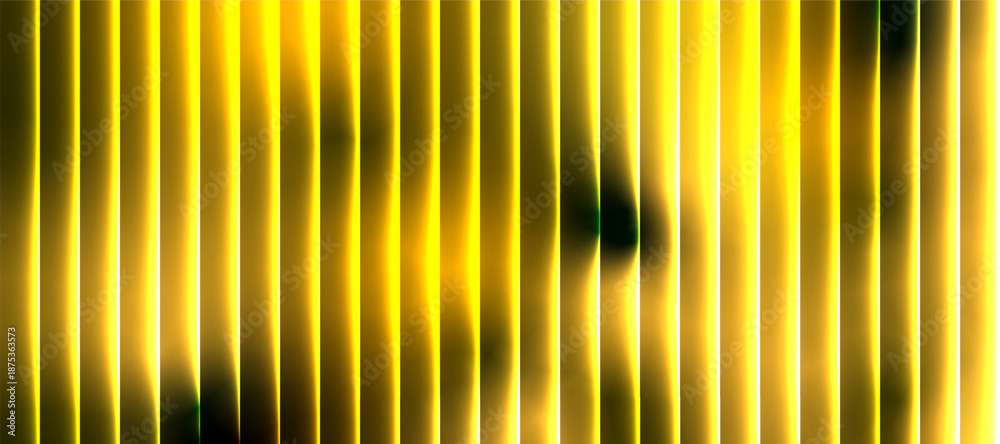 Obraz premium Neon Gradient Vertical Bright Yellow Glass Stripes on Black Background, Sharp Ribbed Cinematic Glow Futuristic Texture with Yellow Green Gradient Neon Stripes